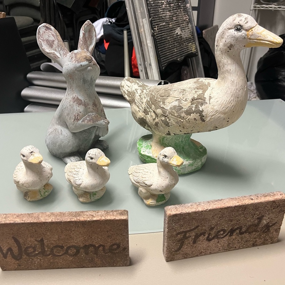 Charming Animal Figurine Set with Welcome Signs